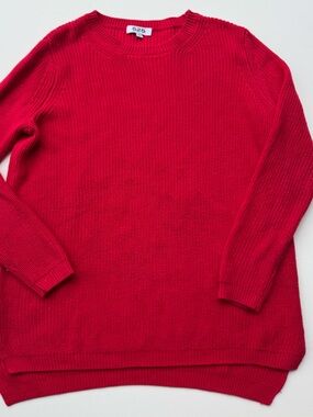 525 America 100% Cotton Red Cable-knit Crewneck Sweater, Size S